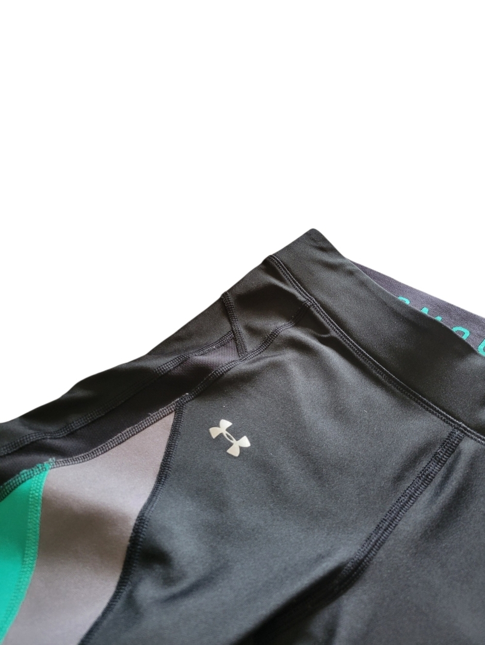 Under Armour Black & Teal Colorblock Leggings - Picture 2 of 5